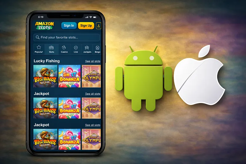 Amazon Slots Canada app for iPhone and Android with mobile login and real money play
