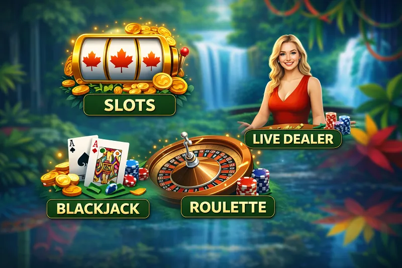 Amazon Slots Casino Canada real money games including slots blackjack roulette and live casino